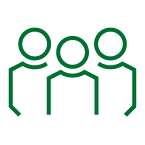 line drawing of three people in a group