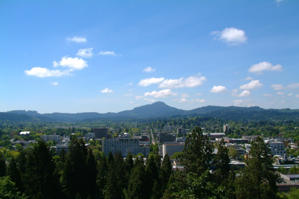 ariel photo of the city of eugene