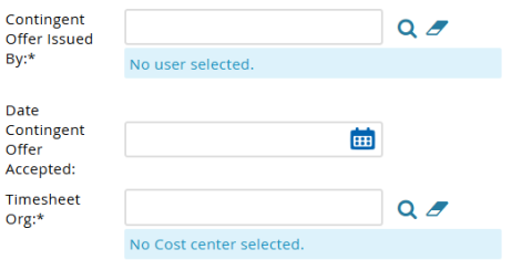 Contingent or informal offer details in MyTrack